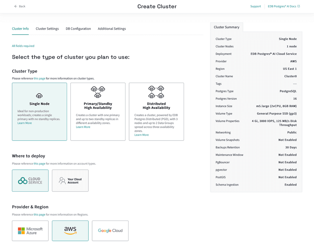 Quickstart Create Cluster